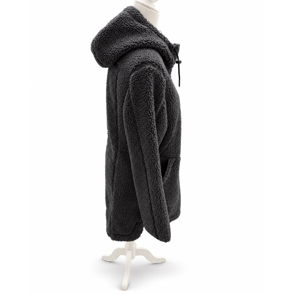 L.L.Bean Mountain Pile Fleece Coat M Gray Sherpa Hooded Gorpcore Outdoor Casual - Picture 7 of 16